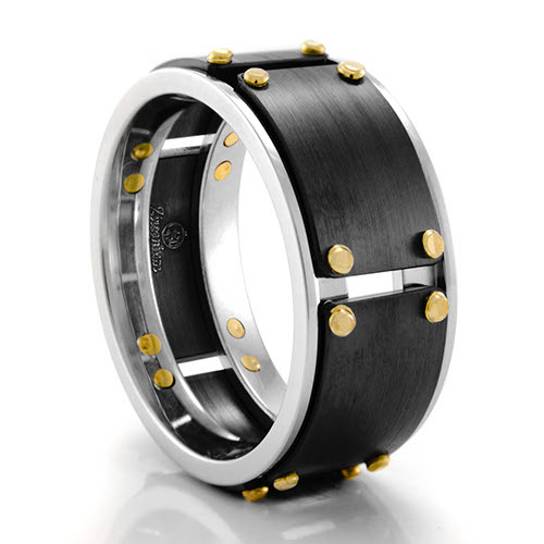 Cobalt chrome & black zirconium accessories for guys ring