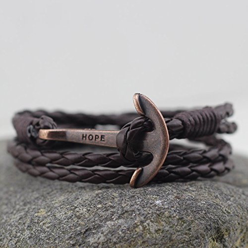 Faux leather anchor unisex bracelet
