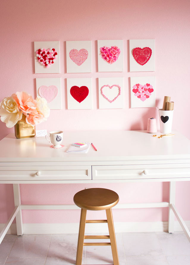 DIY Heart canvas Valentine's Day decor