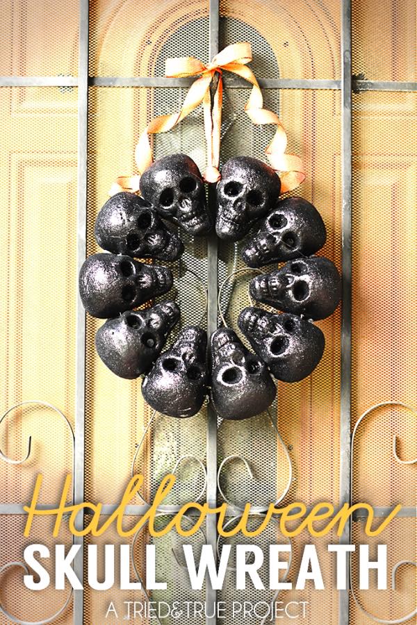 DIY Halloween skull wreath