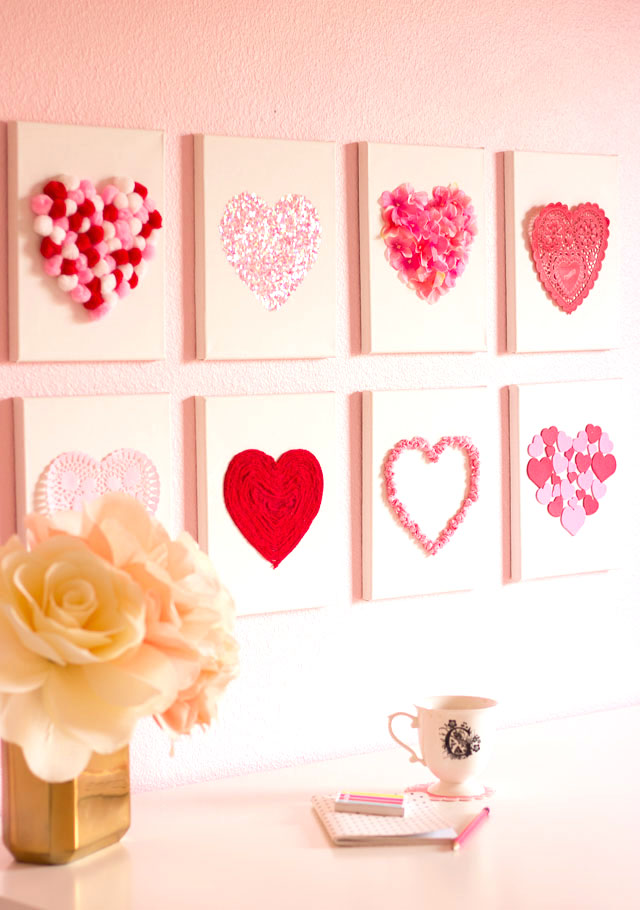 DIY Heart canvas Valentine's Day wall decor