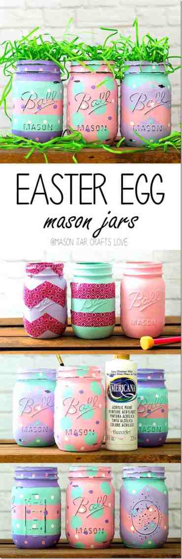 Easter egg Mason jar, Easter decoration ideas, Easter decor DIY Easter decor