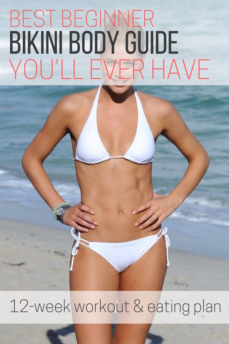 Bikini body guide, Exercise plan, woman in white bikini at the beach 